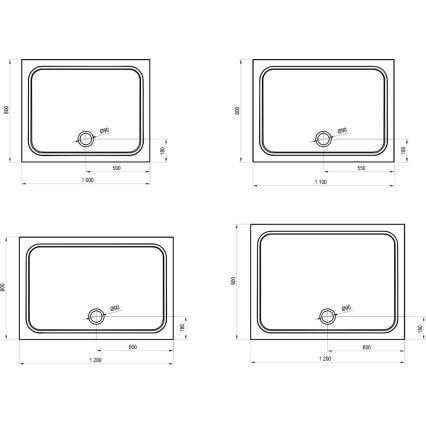 Ravak XA04A701010 - Rechteckige Duschwanne GIGANT 100x90 cm weiß