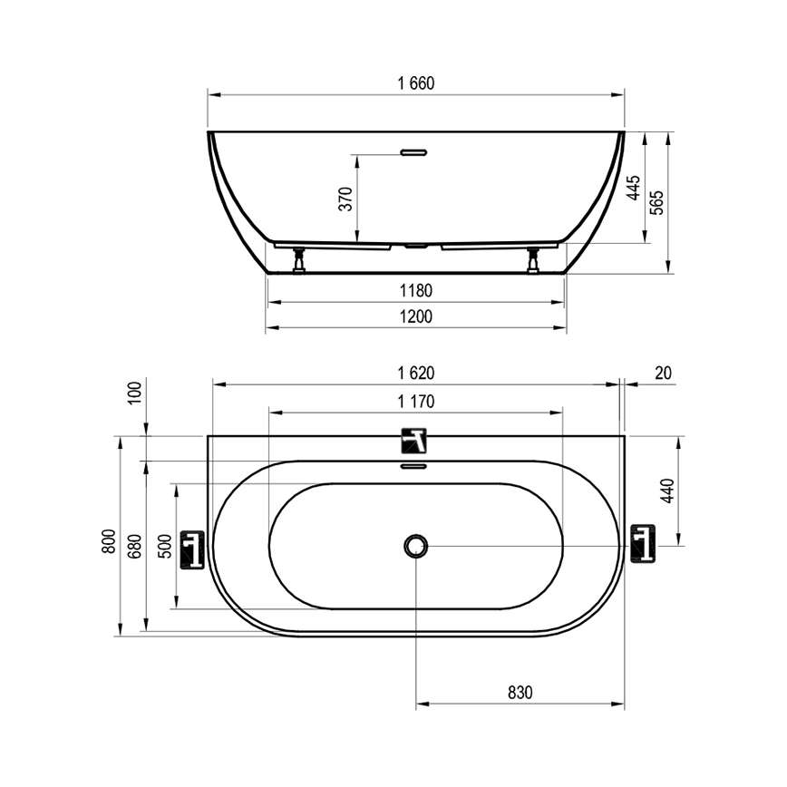 Ravak XC00100024 - Badewanne FREEDOM 166x80 cm Acryl/Hochglanzweiß