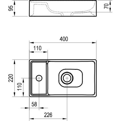 Ravak XJX01240000 - Aufsatzwaschbecken VEDA SLIM 40x22 cm Keramik/weiß