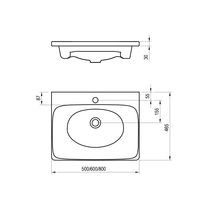 Ravak XJX01250000 - Einbauwaschbecken BALANCE 50 x 46,5 cm Keramik/weiß