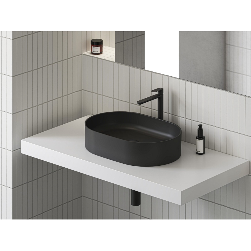 Ravak XJX0D155000 - Aufsatzwaschbecken CERAMIC SLIM 55 x 37 cm Keramik/Schwarz