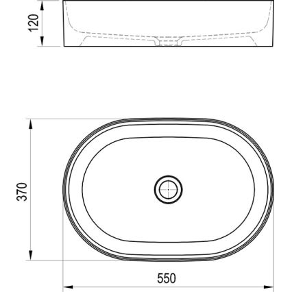 Ravak XJX0D155000 - Aufsatzwaschbecken CERAMIC SLIM 55 x 37 cm Keramik/Schwarz