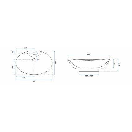 REA-00692 - Aufsatzwaschbecken ROSA 44x66 cm Keramik/hochglanzweiß