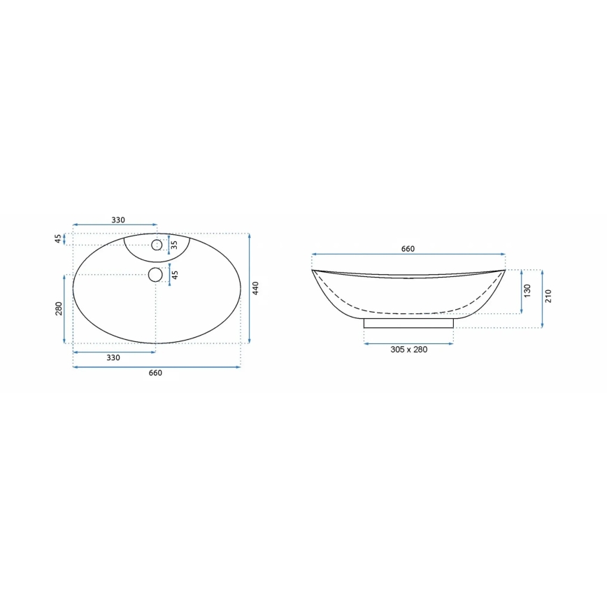 REA-00692 - Aufsatzwaschbecken ROSA 44x66 cm Keramik/hochglanzweiß