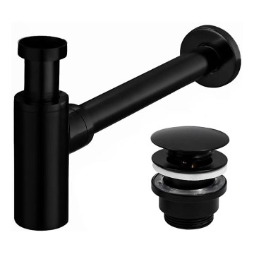 REA-A5215 - Waschbecken-Siphon mit CLICK-CLACK-Ablauf, Ø 6,4 cm, matt schwarz