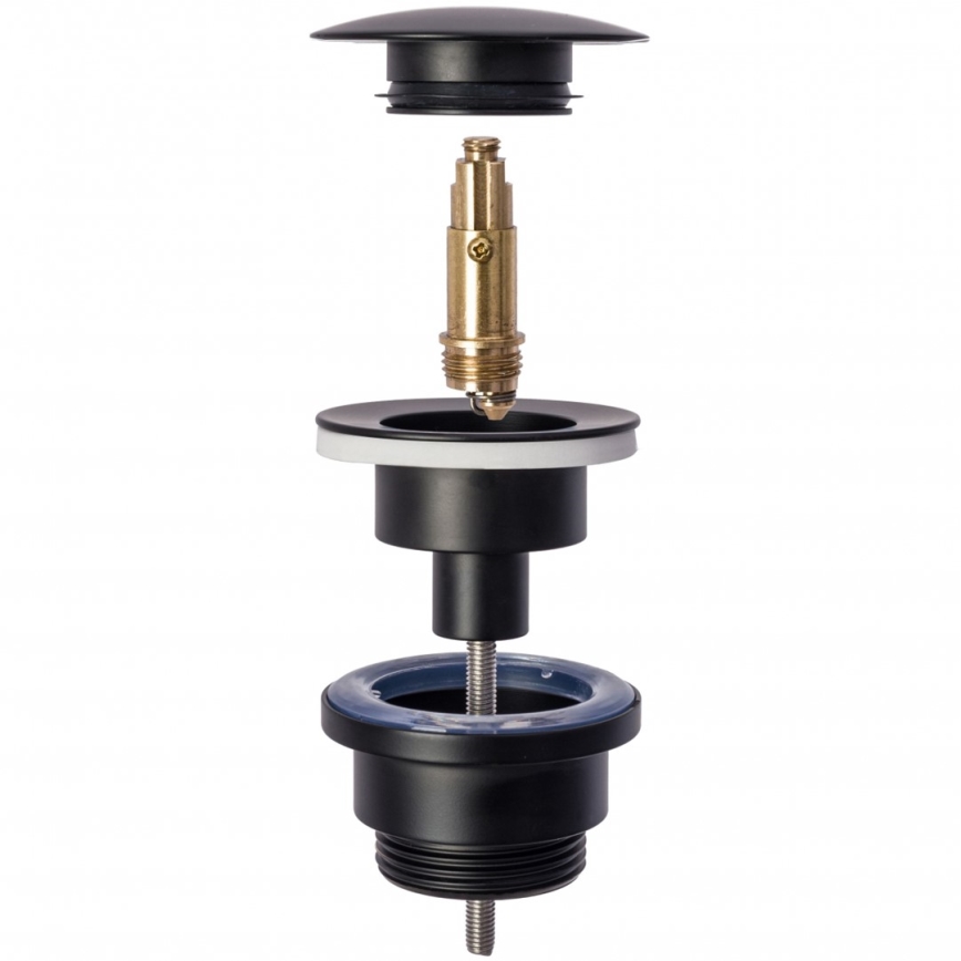 REA-A5215 - Waschbecken-Siphon mit CLICK-CLACK-Ablauf, Ø 6,4 cm, matt schwarz