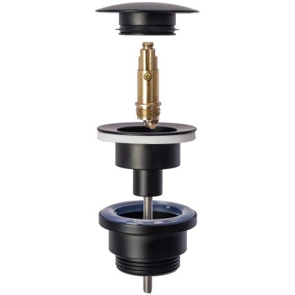 REA-A8536 - Waschbecken-Siphon mit CLICK-CLACK-Ablauf, Ø 6,4 cm, schwarz