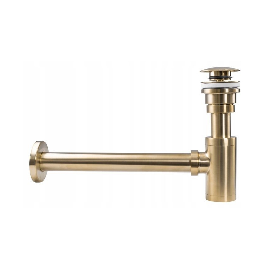 REA-A8586 - Waschbecken-Siphon mit CLICK-CLACK-Ablauf, Ø 6,4 cm, gebürstetes Gold