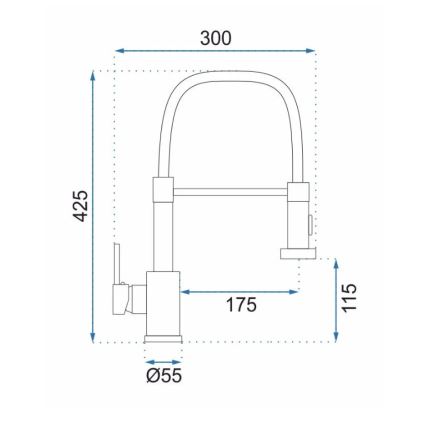 REA-B0417 - Spültischarmatur mit ausziehbarem Brausekopf COLIN 42,5 cm Nickel