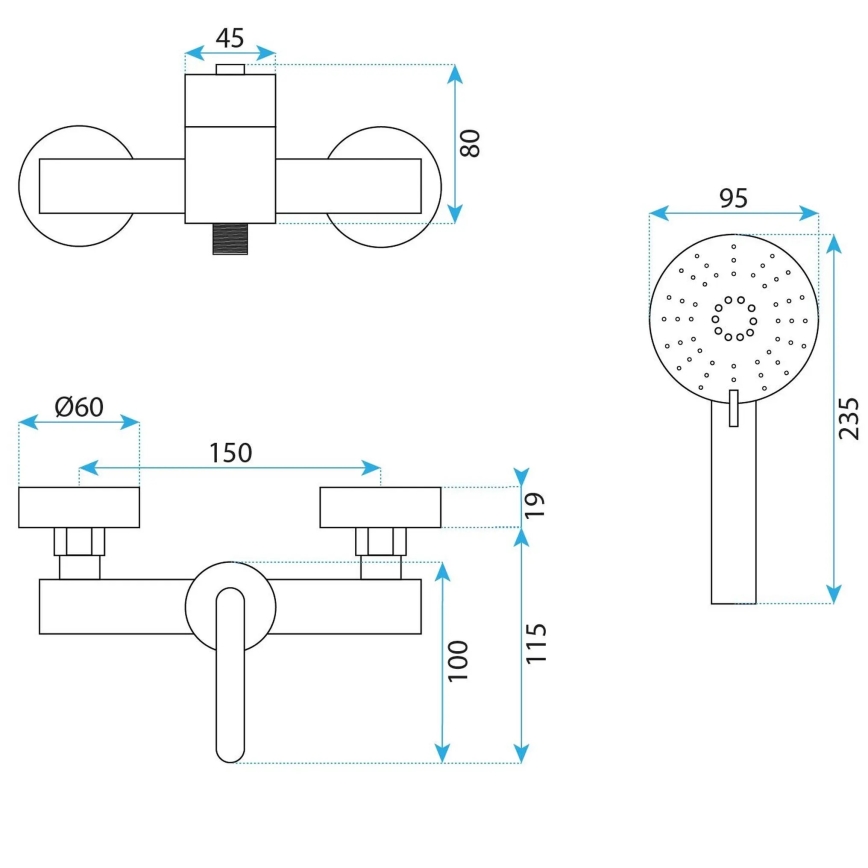 REA-B0974 - Duschset ONTARIO mit Mischbatterie, Kupfer