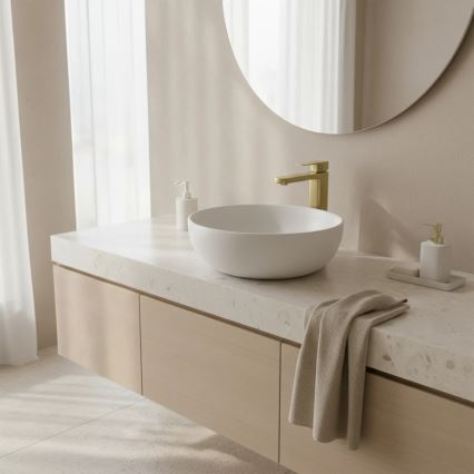 REA-B0977 - Waschtischarmatur ARLO 30 cm, gebürstetes Gold