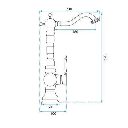 REA-B2500 - Waschtischarmatur VENICE 32 cm, gebürstetes Gold