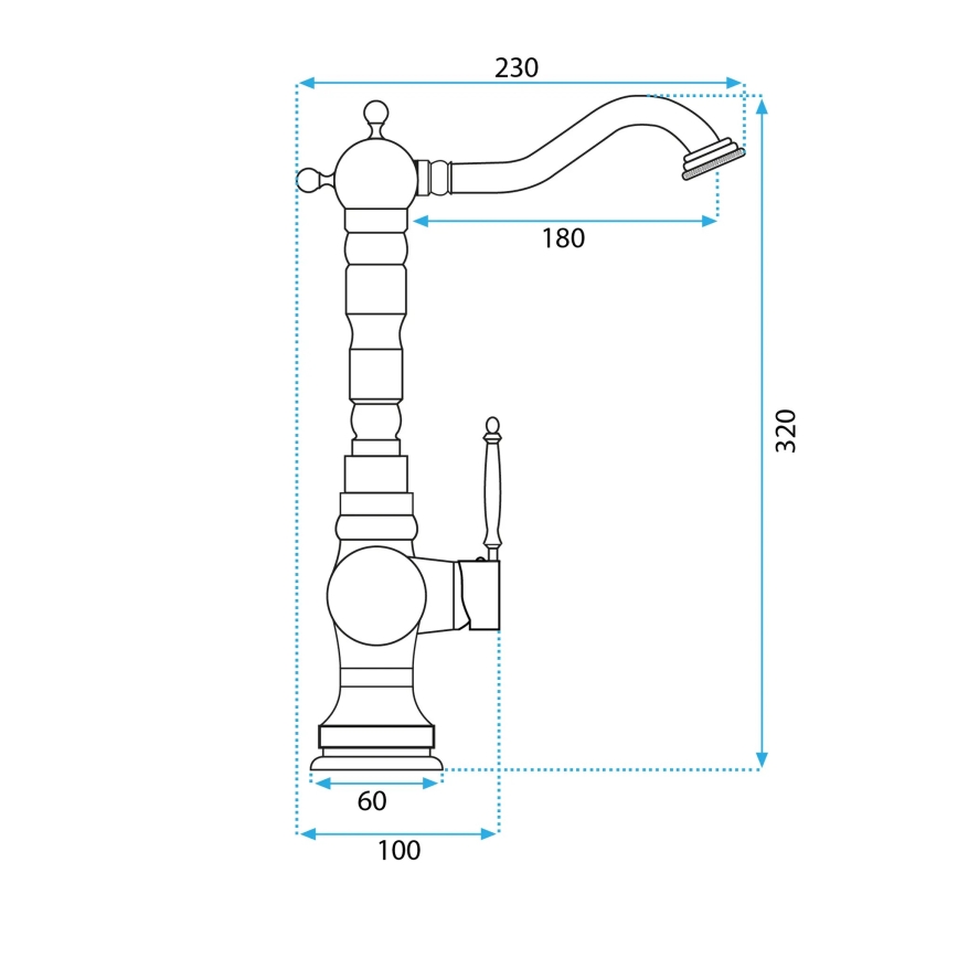 REA-B2500 - Waschtischarmatur VENICE 32 cm, gebürstetes Gold