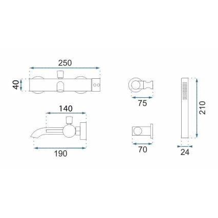 REA-B4567 - Badewannenset LUNGO, gebürstetes Kupfer
