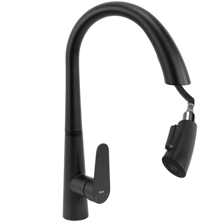 REA-B5313 - Spültischarmatur mit ausziehbarer Brause ROSS 43 cm schwarz