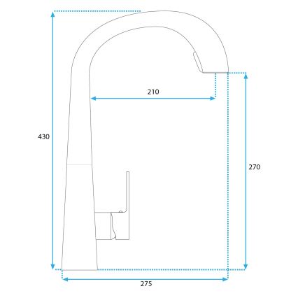 REA-B5313 - Spültischarmatur mit ausziehbarer Brause ROSS 43 cm schwarz