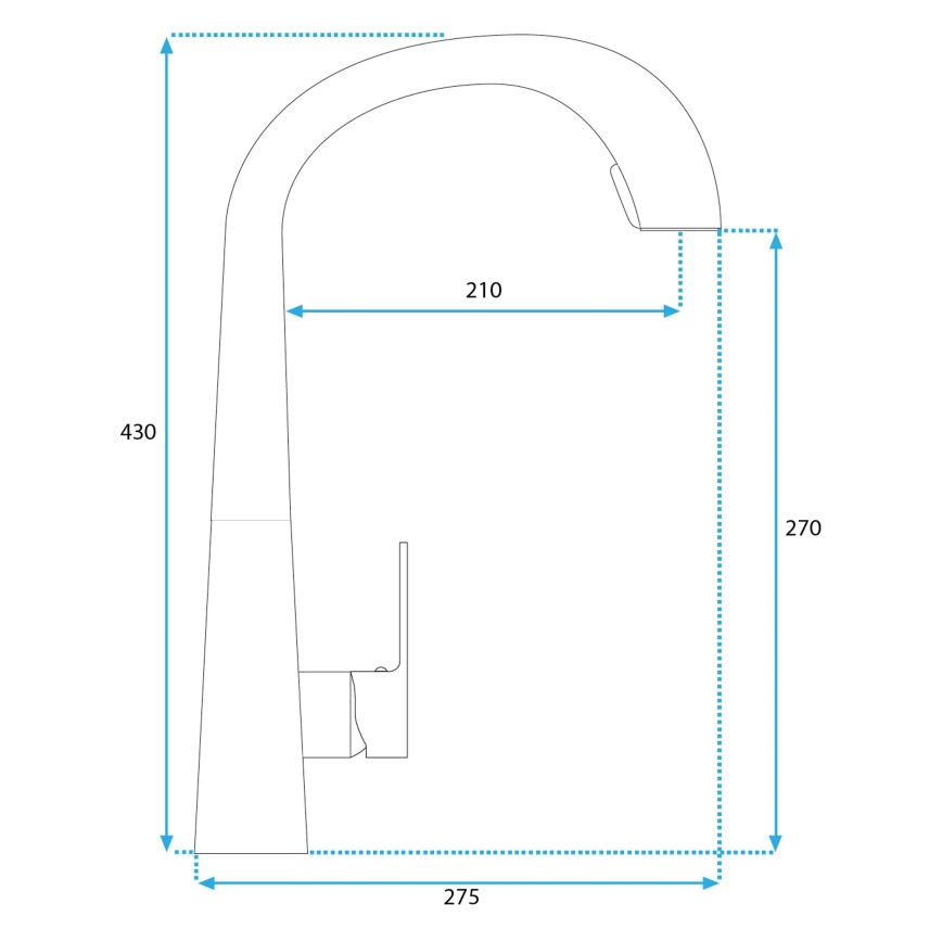 REA-B5314 - Spültischarmatur mit ausziehbarer Brause ROSS 43 cm Nickel