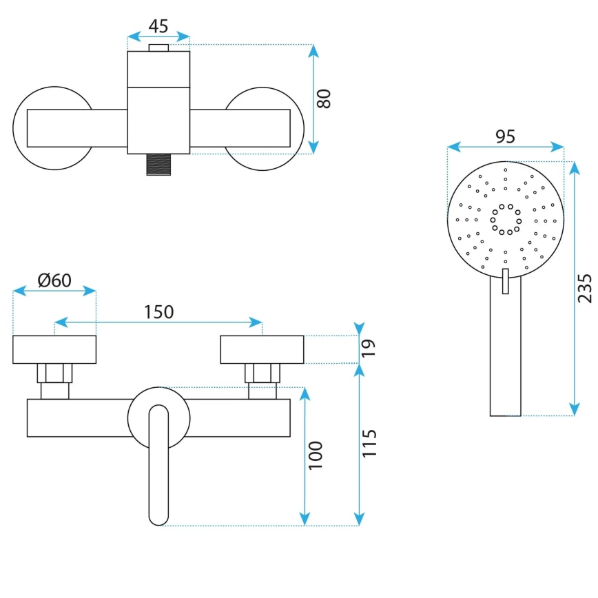 REA-B5501 - Duschset mit ONTARIO-Mischbatterie, gebürstetes Gold