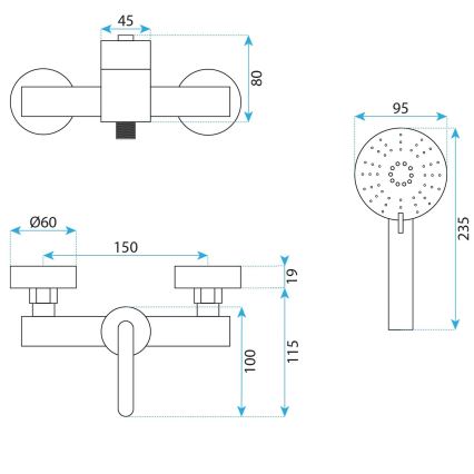 REA-B5503 - Duschset mit Armatur ONTARIO Titan