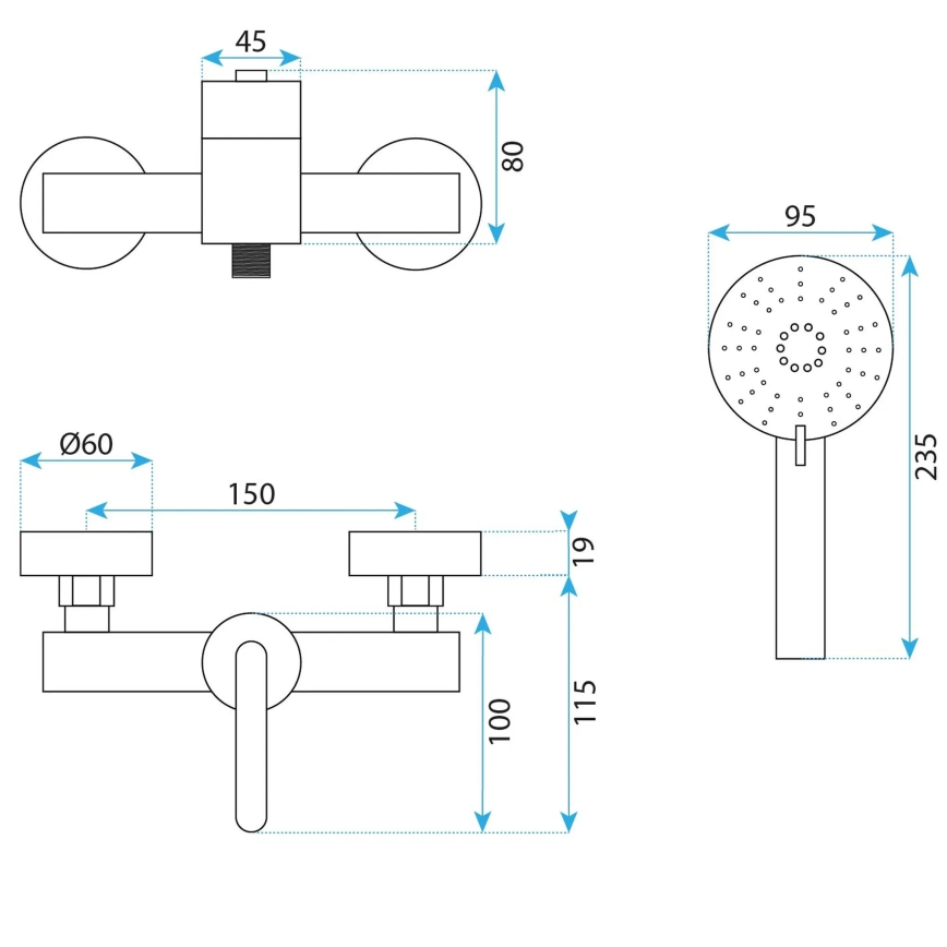 REA-B5503 - Duschset mit Armatur ONTARIO Titan