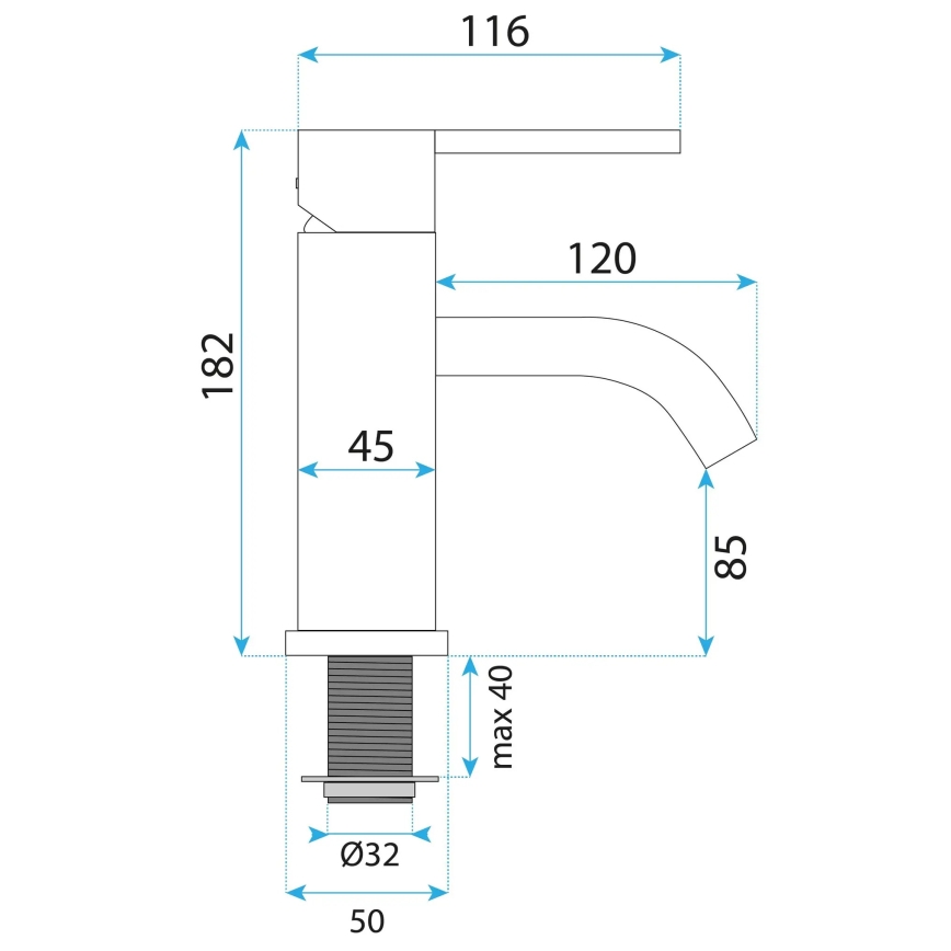 REA-B5504 - Waschtischarmatur ONTARIO 17,5 cm, schwarz