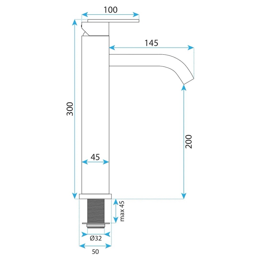 REA-B5510 - Waschtischarmatur ONTARIO 30 cm Nickel