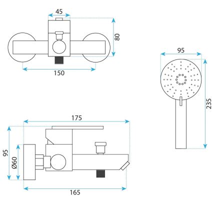 REA-B5514 - Badewannen-Set ONTARIO gebürsteter Edelstahl