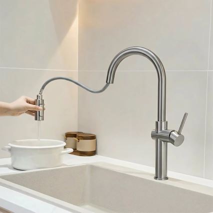 REA-B6330 - Spültischarmatur mit ausziehbarer Handbrause FRESH 45 cm Nickel