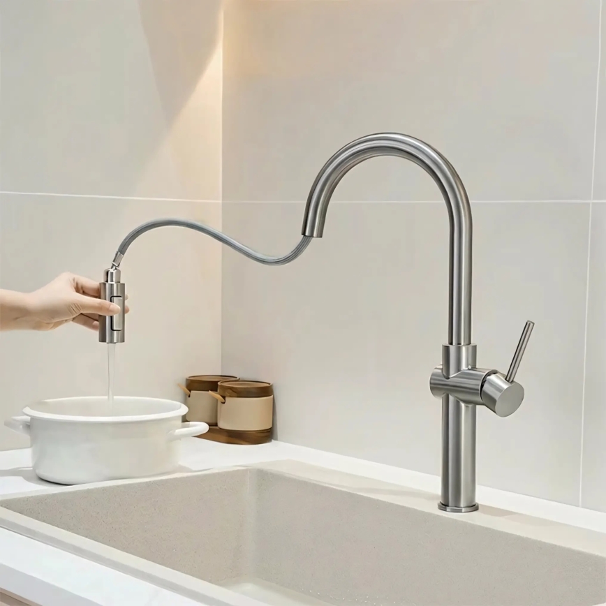 REA-B6330 - Spültischarmatur mit ausziehbarer Handbrause FRESH 45 cm Nickel