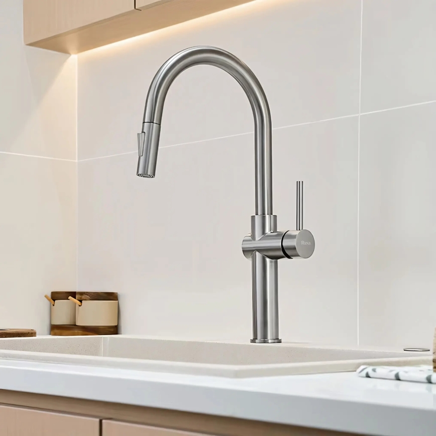 REA-B6330 - Spültischarmatur mit ausziehbarer Handbrause FRESH 45 cm Nickel