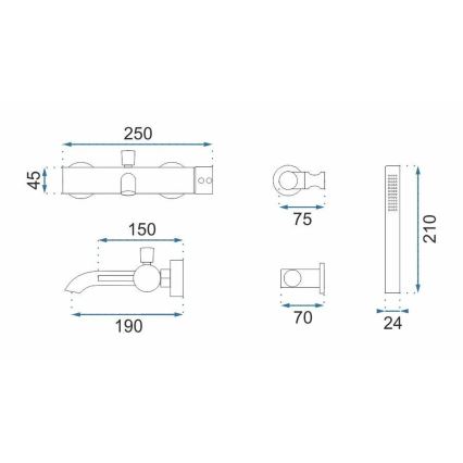 REA-B6384 - Badewannenset LUNGO Titan