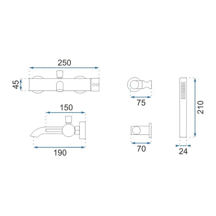 REA-B6641 - Wannen-Set LUNGO Hochglanz-Chrom