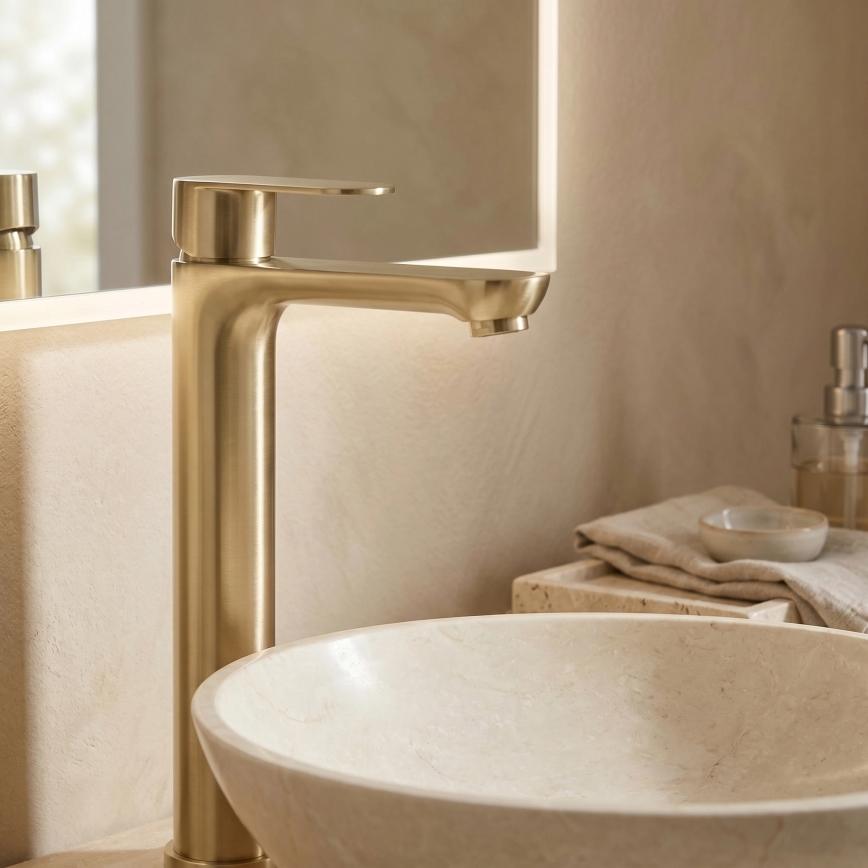 REA-B6671 - Waschbeckenarmatur LOGAN 29,5 cm gebürstetes Gold
