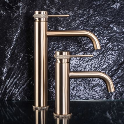 REA-B6896 - LUNGO Waschtischarmatur 28 cm, gebürstetes Gold