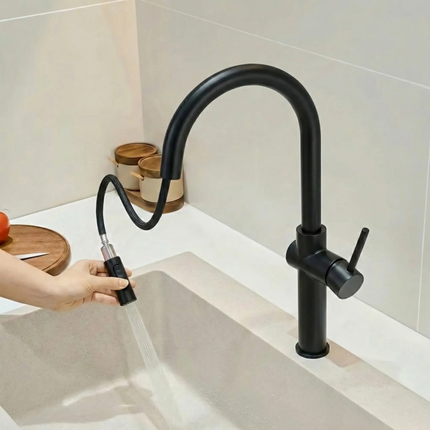 REA-B7200 - Küchenarmatur FRESH mit ausziehbarer Spülbrause, 45 cm, schwarz