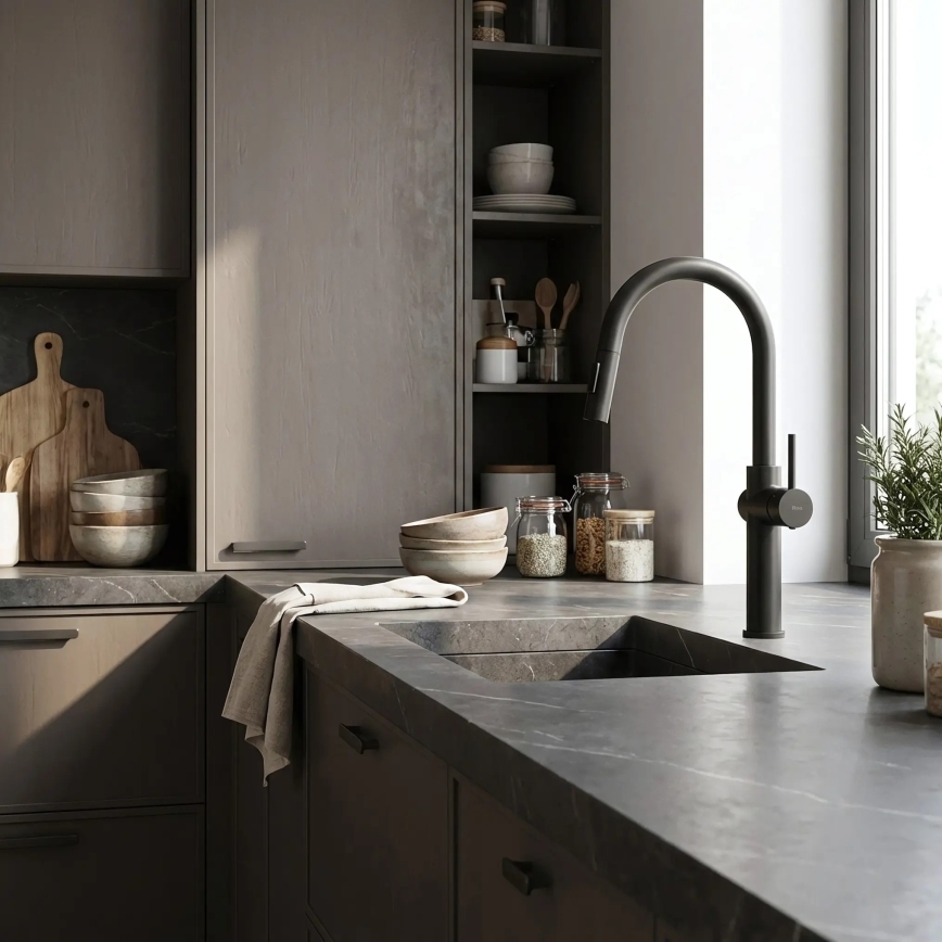 REA-B7200 - Küchenarmatur FRESH mit ausziehbarer Spülbrause, 45 cm, schwarz