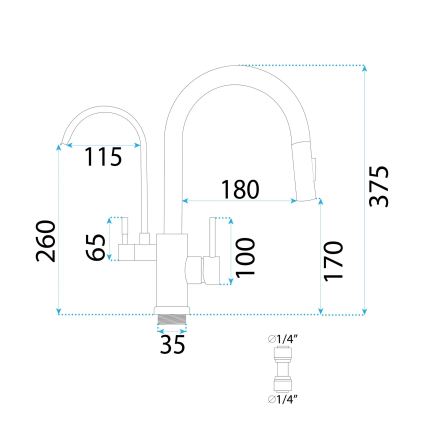REA-B7564 - Spültischarmatur mit ausziehbarer Handbrause und ECO FRESH-Filterfunktion, 37,5 cm, Nickel
