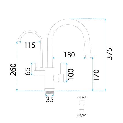 REA-B7564 - Spültischarmatur mit ausziehbarem Brausekopf und integrierter Filterfunktion ECO FRESH 37,5 cm matt schwarz