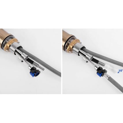 REA-B7596 - Spültischarmatur mit ausziehbarer Brause und ECO FRESH-Filterfunktion, 37,5 cm, gebürstetes Gold