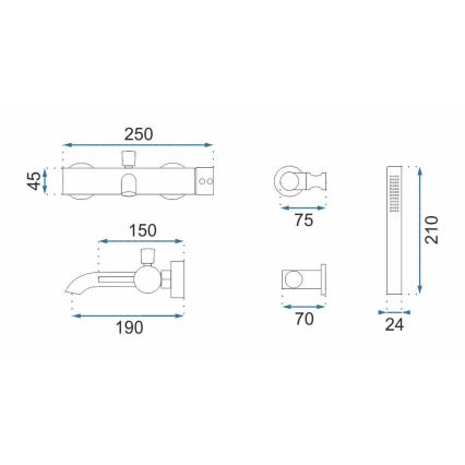 REA-B7987 - Badewannen-Set LUNGO Kupfer
