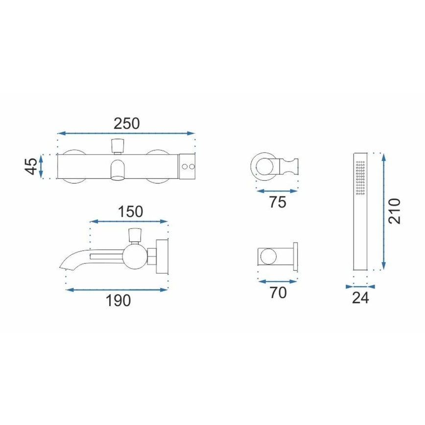REA-B7987 - Badewannen-Set LUNGO Kupfer