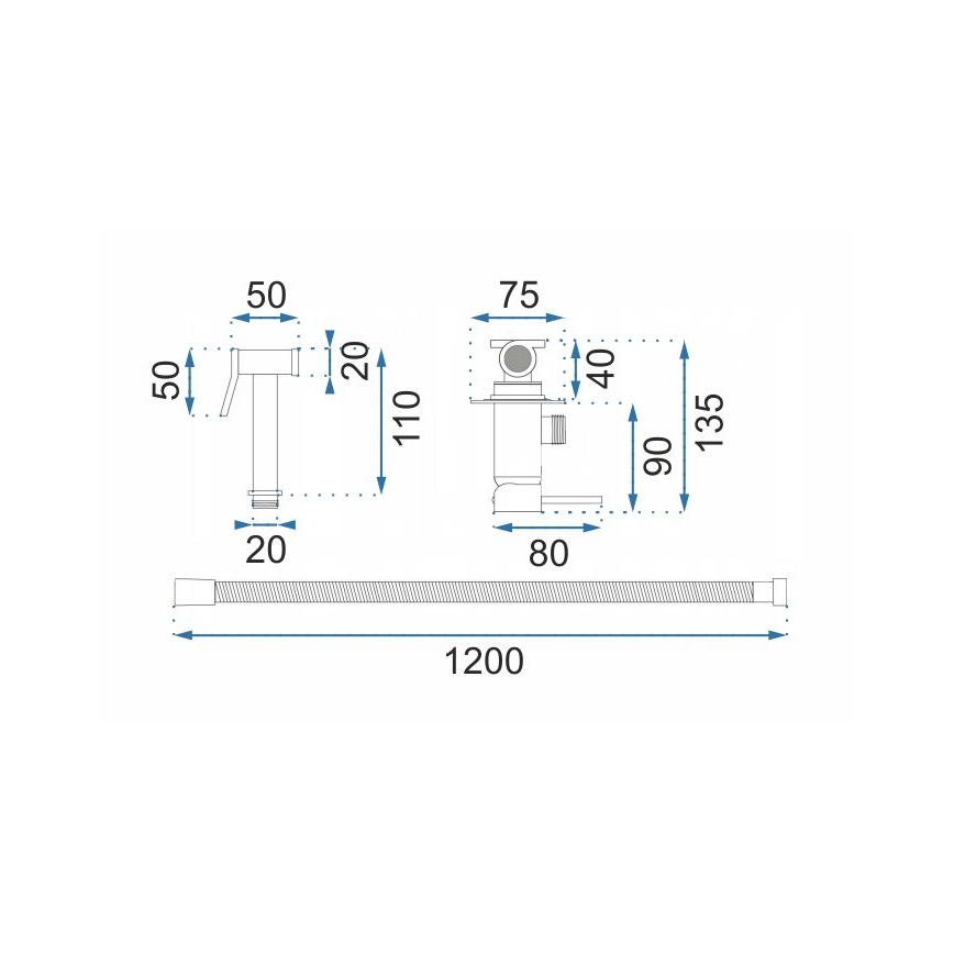 REA-B8979 - Bidet-Armatur mit Brause zur Unterputzmontage LUNGO Gold