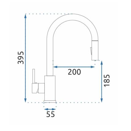 REA-B9147 - Küchenarmatur FRESH mit ausziehbarer Brause 39,5 cm matt schwarz