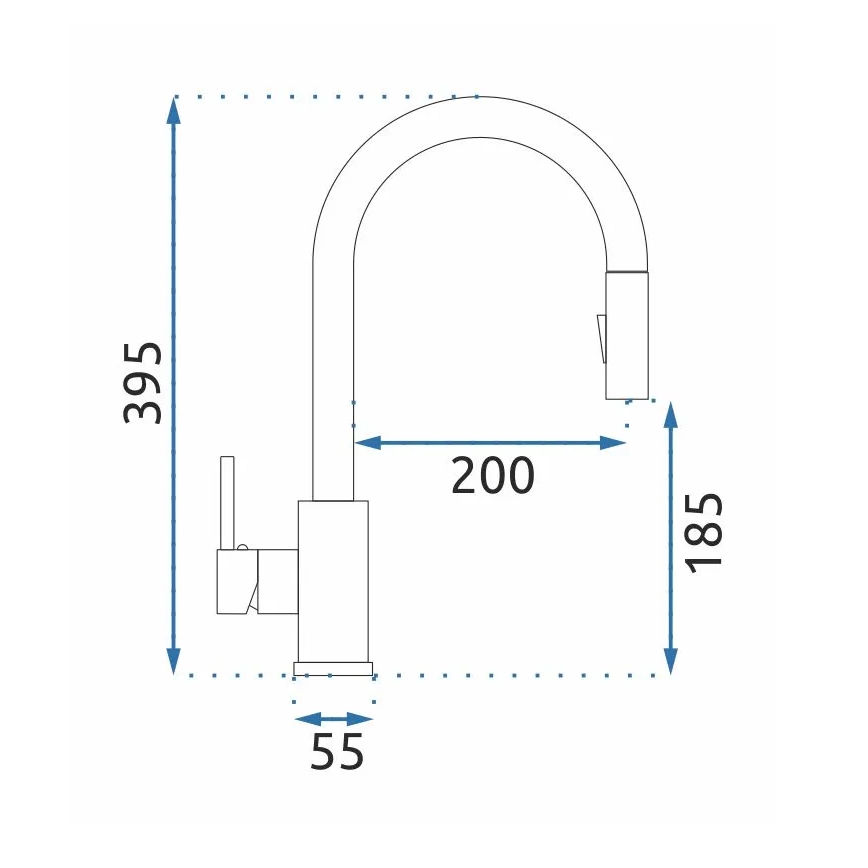 REA-B9147 - Küchenarmatur FRESH mit ausziehbarer Brause 39,5 cm matt schwarz