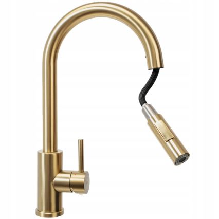 REA-B9842 - Touch-Spültischarmatur mit ausziehbarer Brause FRESH TOUCH 37 cm 4xAA in gebürstetem Gold