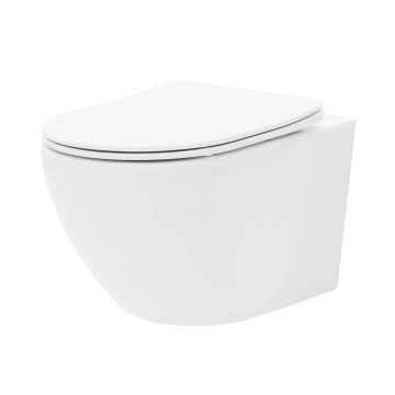 REA-C1259 - Wand-WC mit WC-Sitz CARLO MINI TORNADO RIMLESS Keramik/glänzend weiß