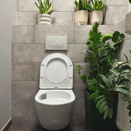REA-C1259 - Wand-WC mit WC-Sitz CARLO MINI TORNADO RIMLESS Keramik/glänzend weiß