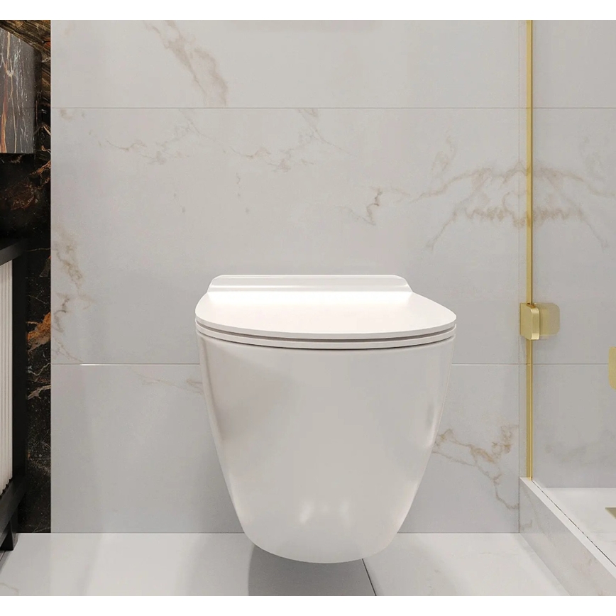 REA-C1400 - Wandhängendes WC mit WC-Sitz CARTER RIMLESS, Keramik/weiß
