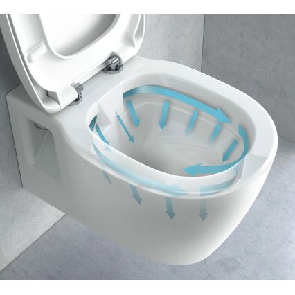 REA-C1400 - Wandhängendes WC mit WC-Sitz CARTER RIMLESS, Keramik/weiß