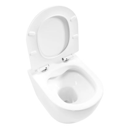 REA-C1400 - Wandhängendes WC mit WC-Sitz CARTER RIMLESS, Keramik/weiß